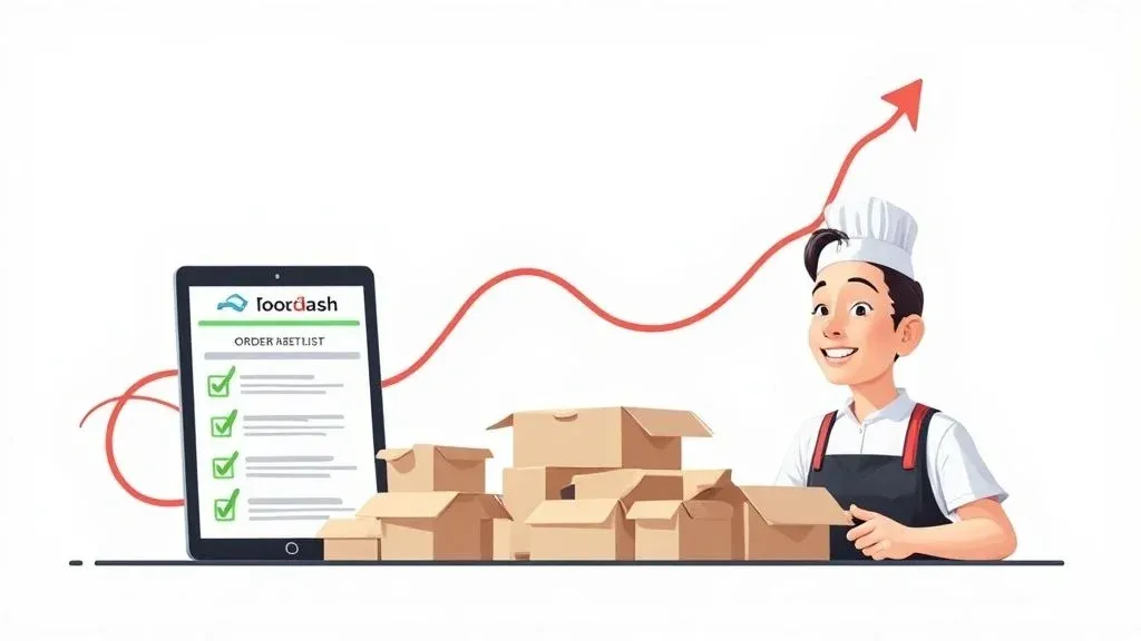 Optimized DoorDash delivery menu displayed on a tablet boosting restaurant profitability.