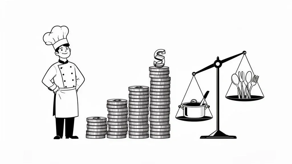 Bar chart displaying chef salary ranges from entry-level to top executive chefs in 2026.