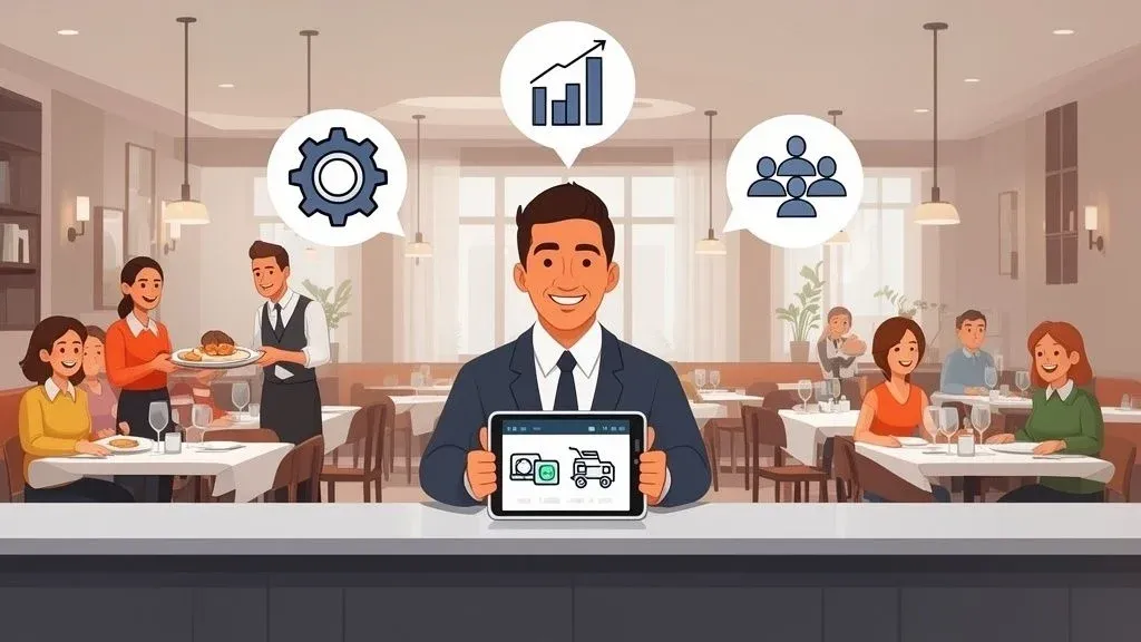 Restaurant manager balancing operations, financial management, and team leadership for efficiency.