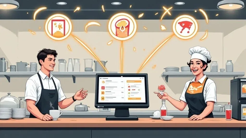 Restaurant manager using POS system demonstrating efficient order management with POS integration.