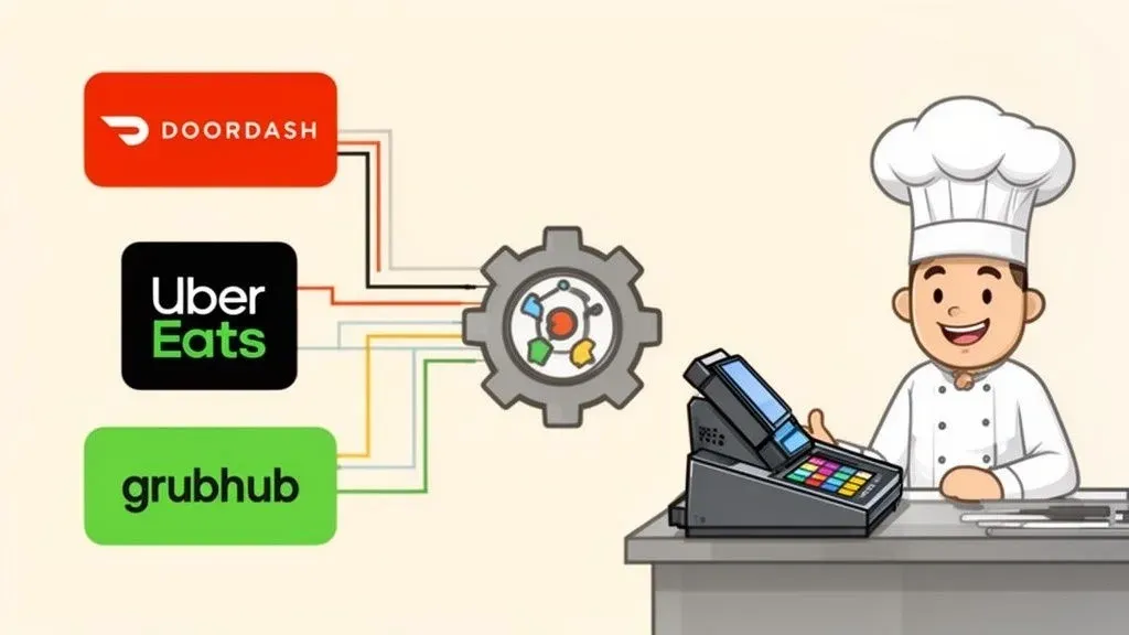 Flowchart showing how an order management system automates restaurant delivery order entry.