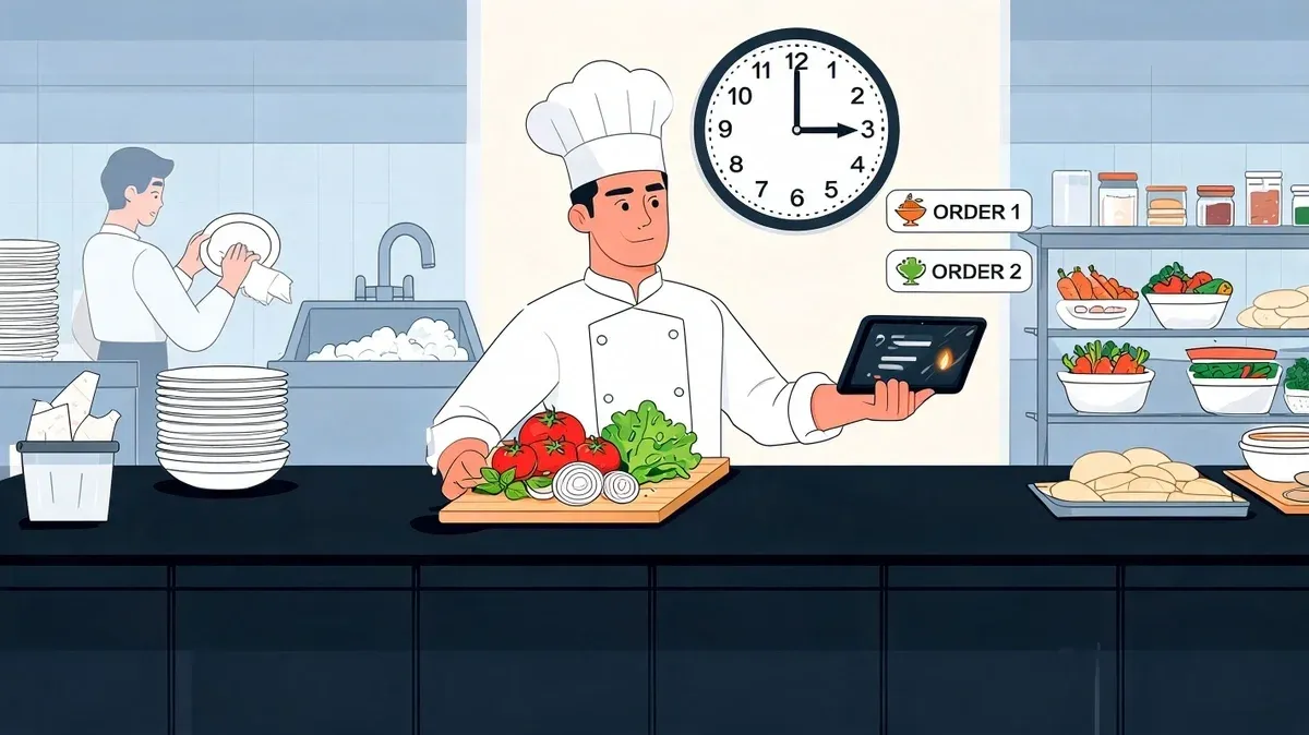 Restaurant mid shift schedule and operational tasks between lunch and dinner.
