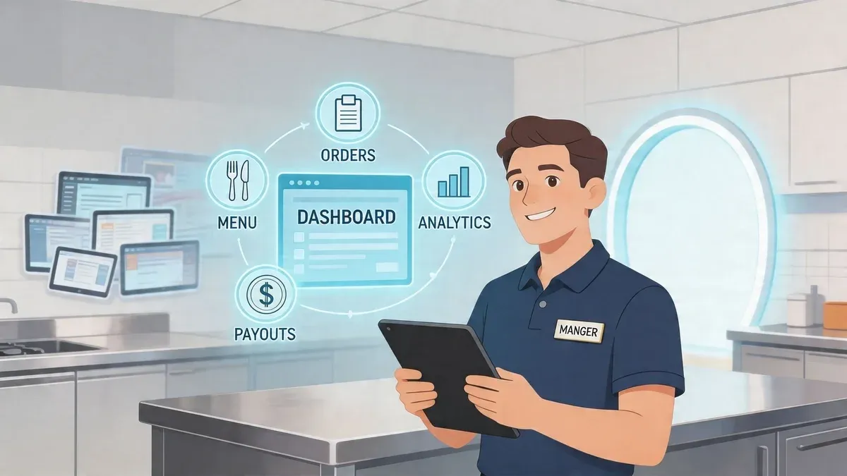 Uber Eats Portal dashboard illustrating restaurant delivery order management and POS integration.