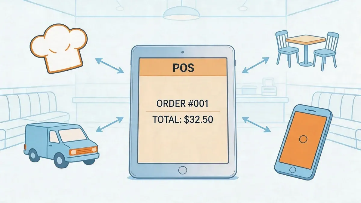 TouchBistro POS system iPad interface displaying restaurant order and payment workflow.