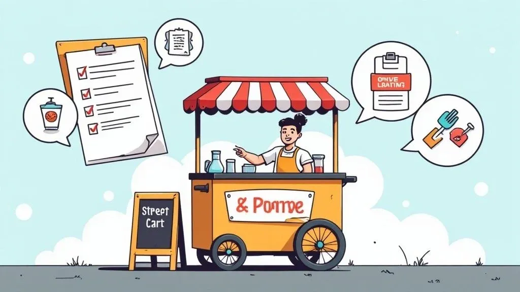 Chef preparing tacos on a food cart – starting a successful food cart business