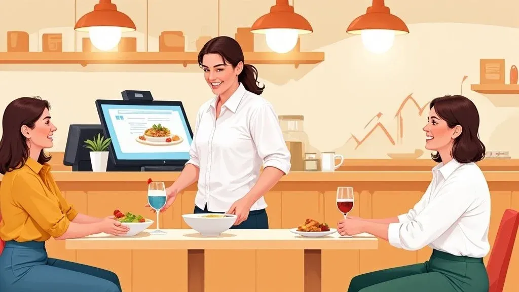 Diagram showing key strategies to increase restaurant sales through operations, experience, and digital tools.