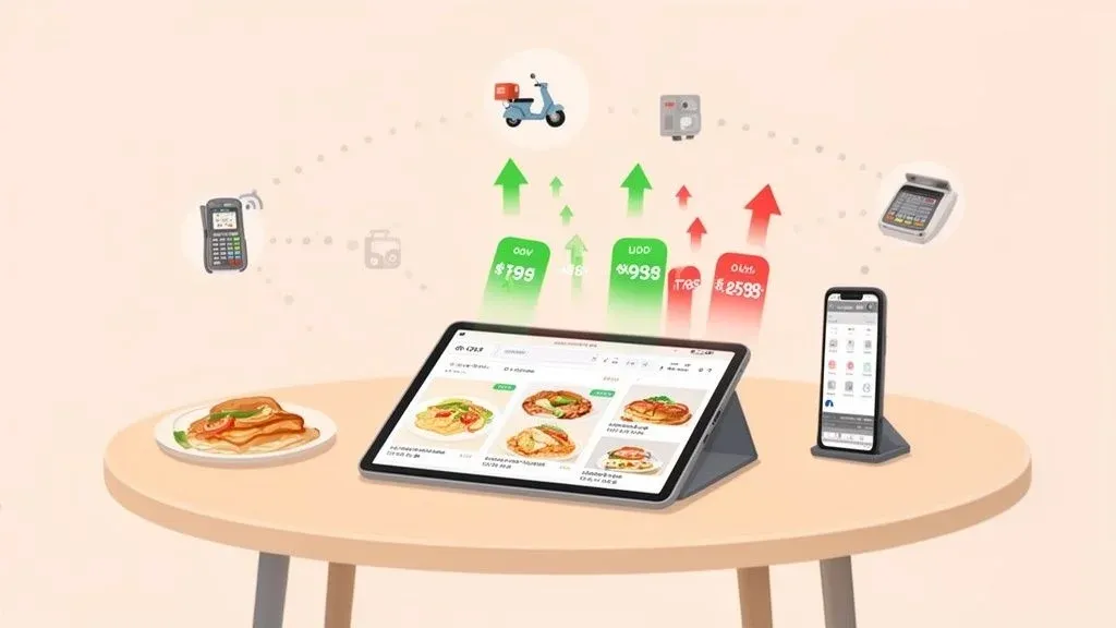 Dynamic pricing menu showing breakfast, lunch, and dinner prices adapting to demand.