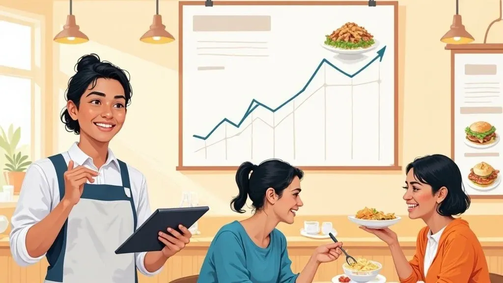 Infographic illustrating proven tactics to increase sales in restaurants with POS integration and menu engineering.