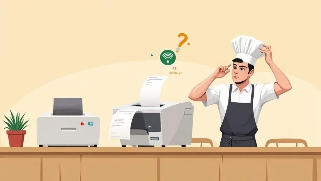 Restaurant printer showing online but offline error during busy service