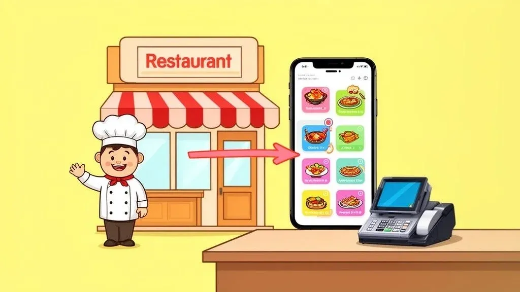 DoorDash restaurant storefront with smartphone showing growth and user data