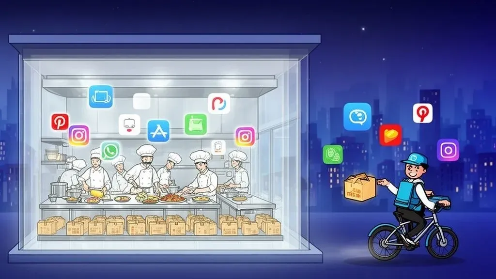 Chef preparing food in a ghost kitchen focused on delivery-only restaurant orders.