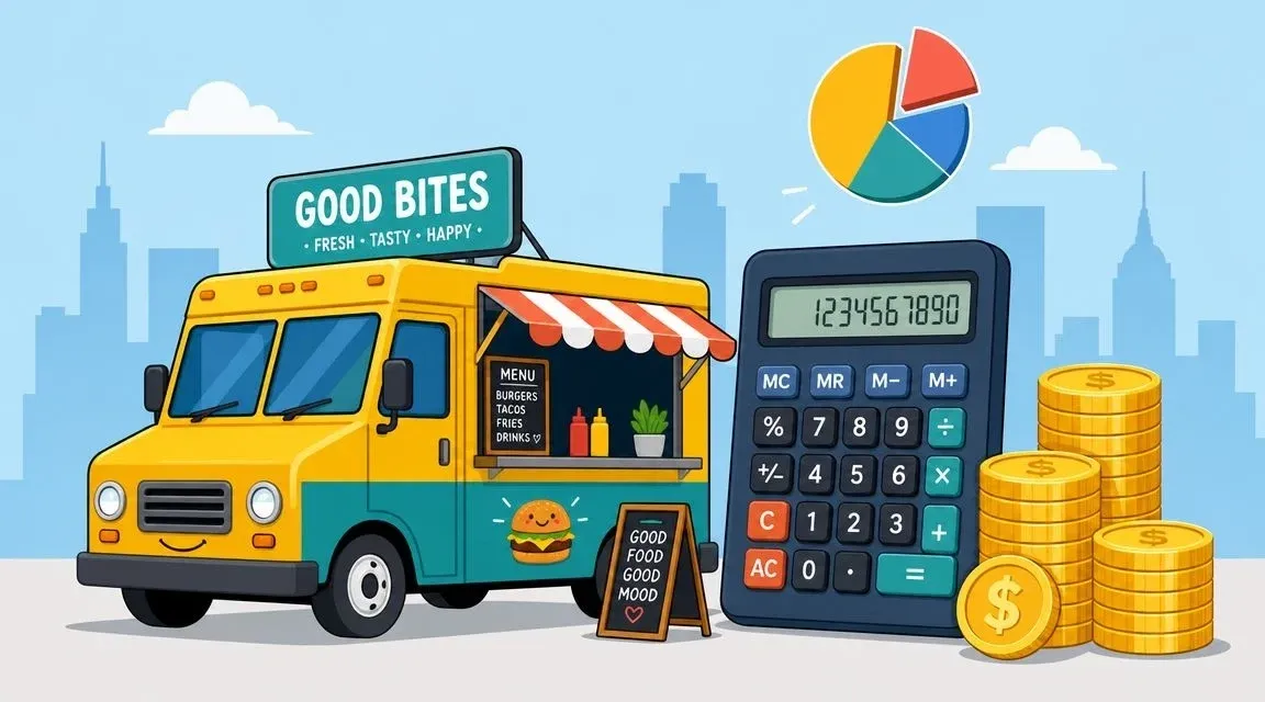 Food truck pricing guide infographic showing cost structures and event factors.