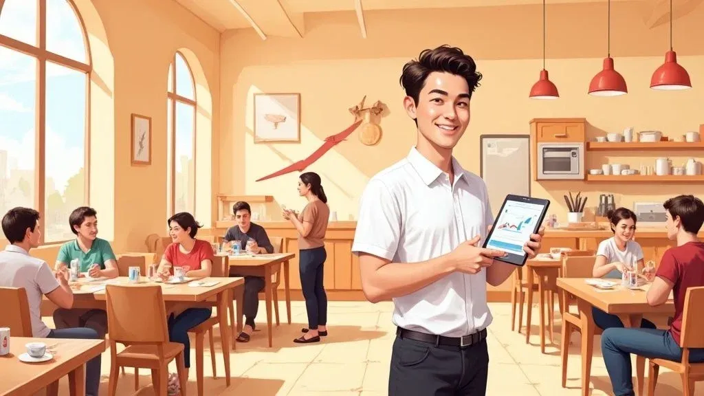 Infographic illustrating how to increase restaurant sales using menu, technology, and customer experience.