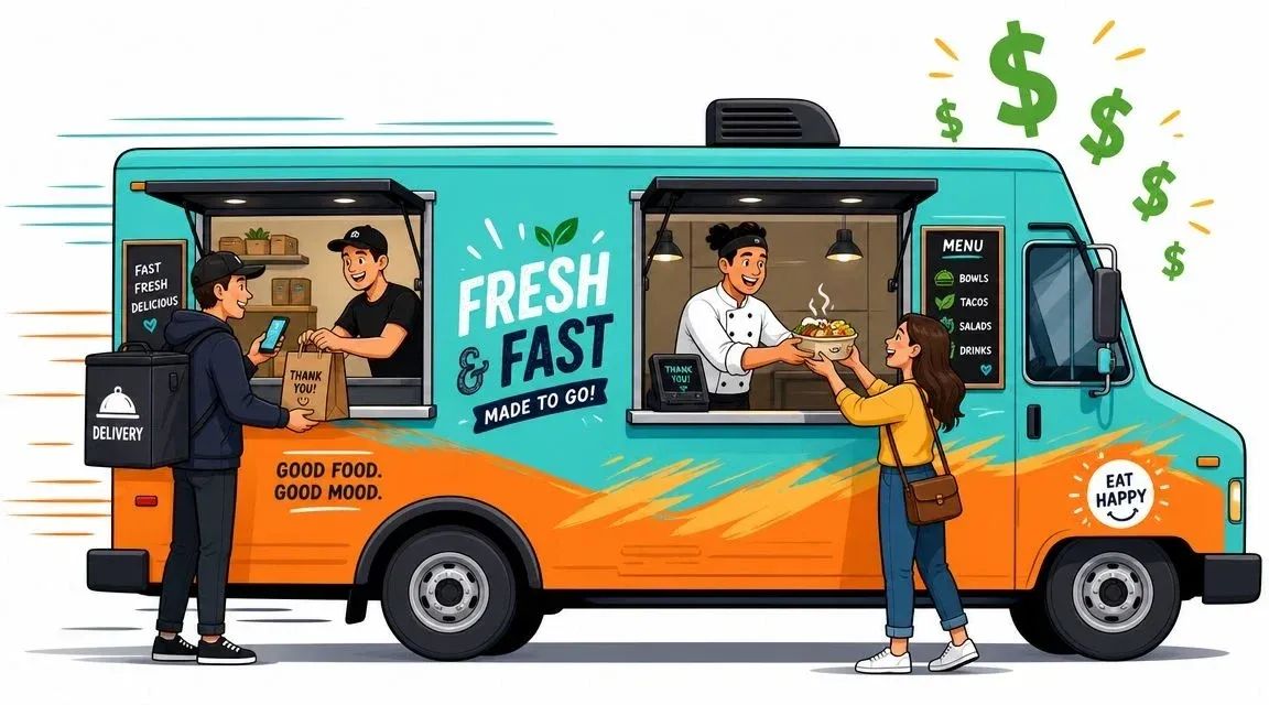 Food truck windows types and materials infographic improving service and profit