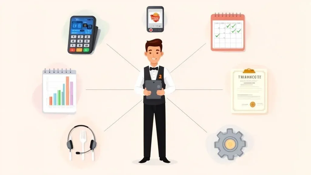 Assistant restaurant manager overseeing POS integration and multi-channel restaurant delivery operations.