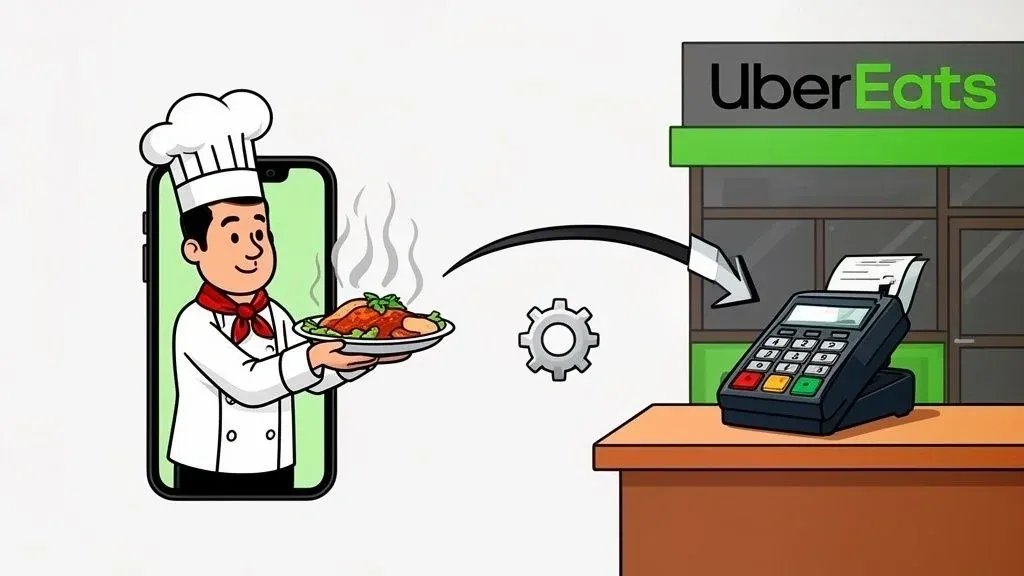 Uber Eats for restaurants: customers ordering food online via multiple mobile apps.