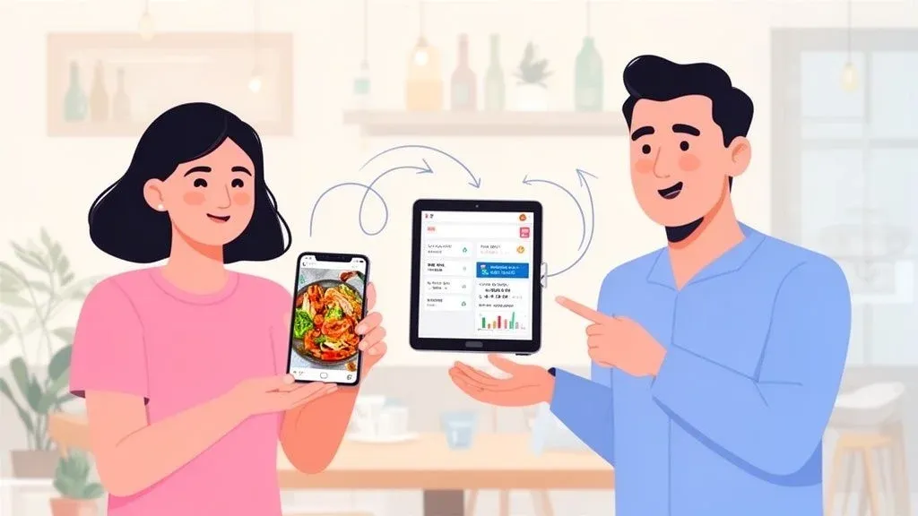 Food influencer marketing driving restaurant orders with social media and POS integration.