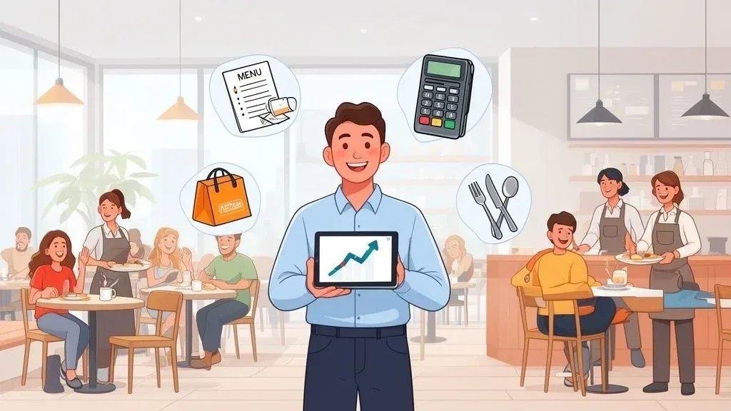 Automated restaurant order system integrating delivery apps with POS for improved sales and efficiency.