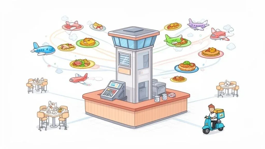 Aloha POS system managing restaurant orders, staff, and payments efficiently.