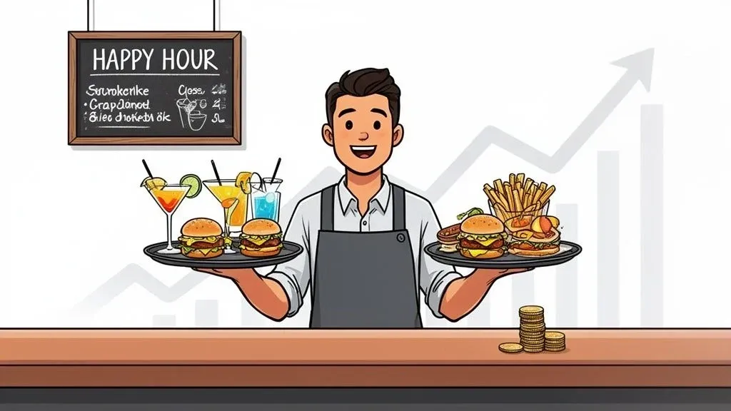 Happy hour menu with high-margin food items boosting restaurant sales and efficiency.