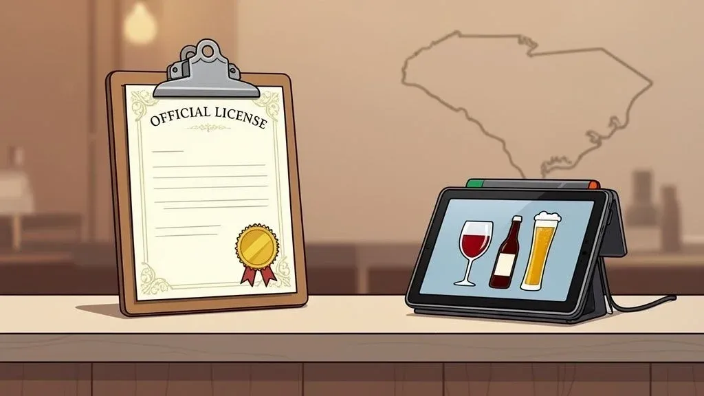 Flowchart illustrating alcohol license strategy and profit growth for South Carolina restaurants.