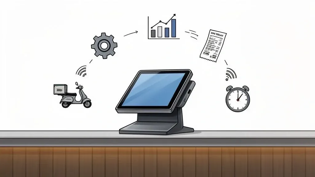 Square for Restaurants POS system interface showing order and delivery management.