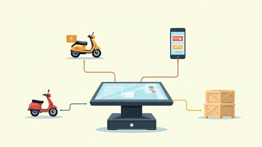 Point of sale integration streamlining restaurant order management and delivery app connections.