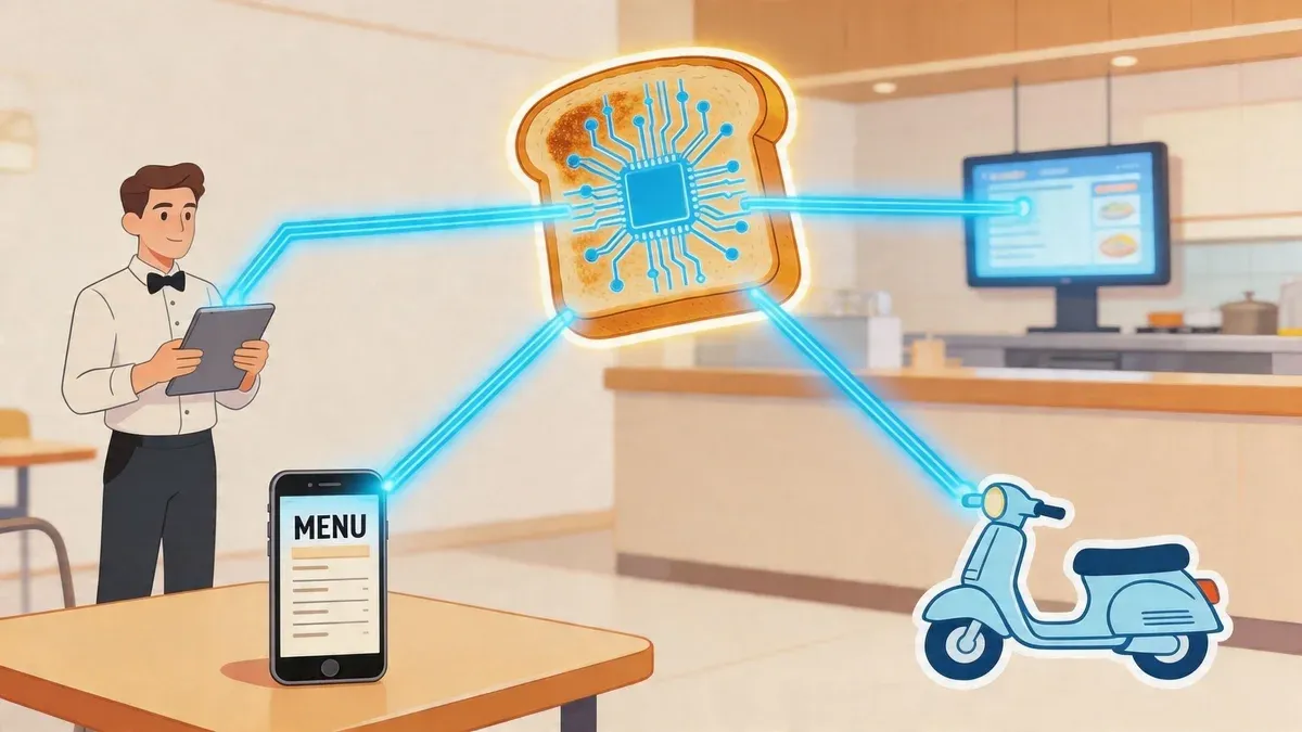 Busy restaurant kitchen illustrating toast software for restaurants streamlining orders and operations.