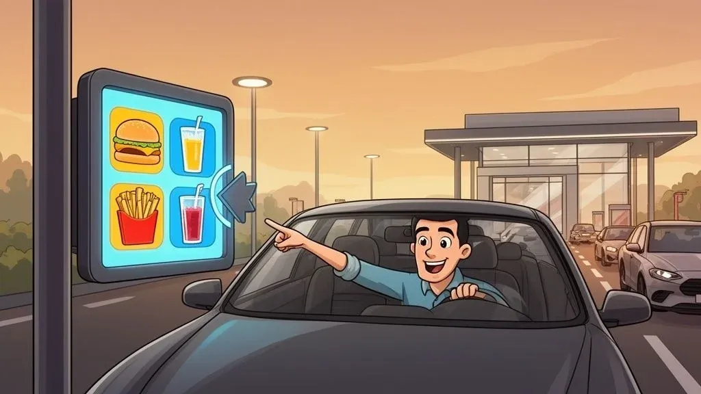 Conceptual diagram of a high-performing drive-thru menu and restaurant operation flow.