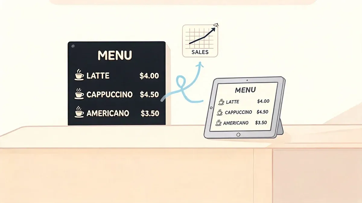 Comparison guide showing types of letters for menu boards for restaurant use.